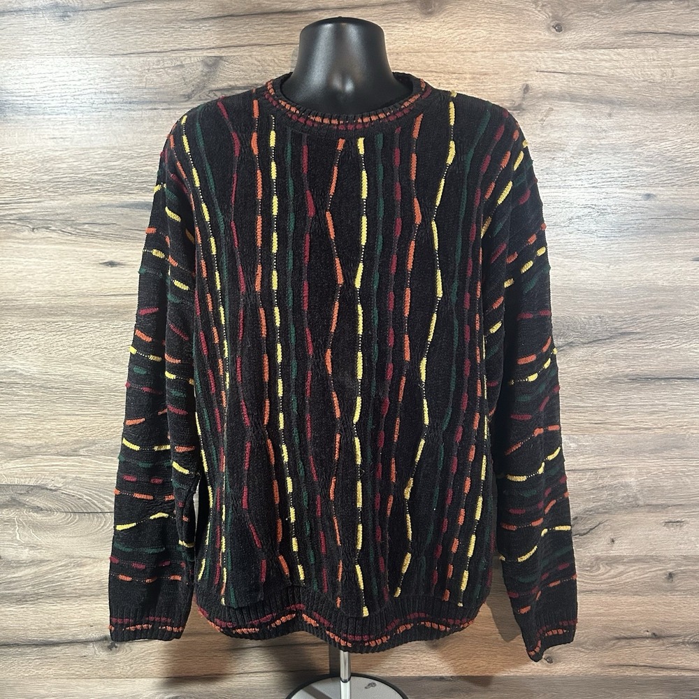 VTG 90s Protege Collection 3D Funky Chunky Men's Sweater XL Coogi Style
